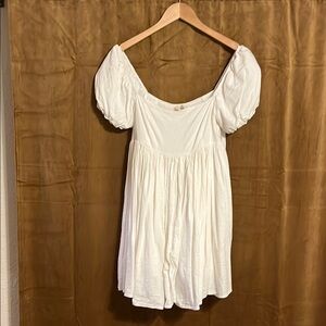 Mable Empire Waist White Puff Sleeve Dress